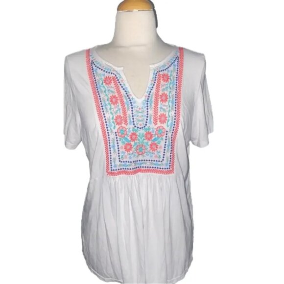 Woman Within Tops - Woman Within Women's Plus Size Embroidered Pointelle Tunic